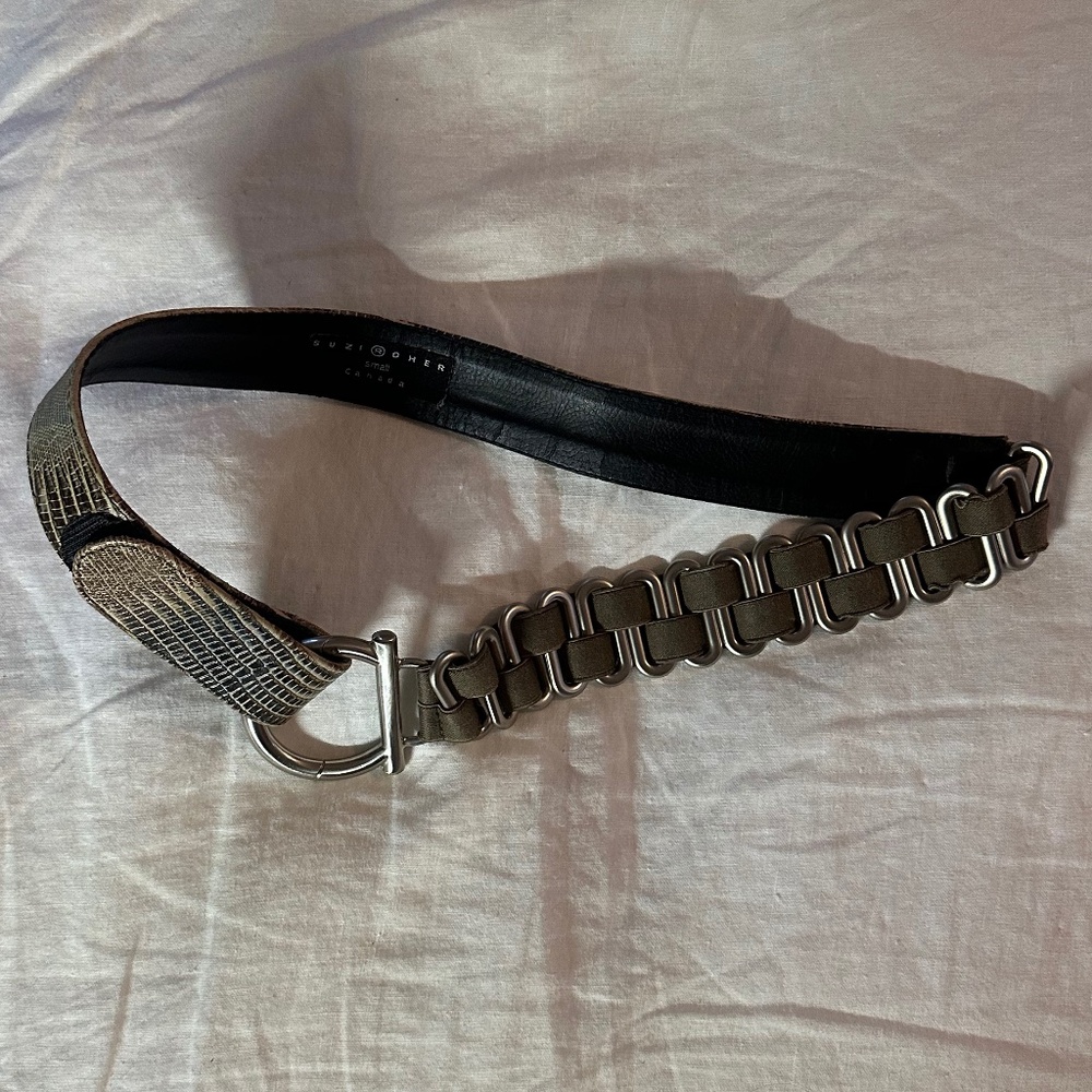 SUZI ROHER, Small green faux snake skin belt
